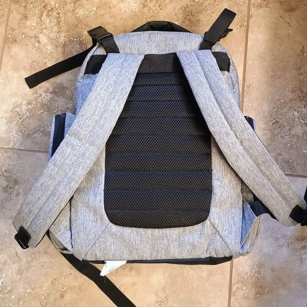 Eddie Bauer Rainier Backpack Diaper Bag 11 Pockets Gray Changing Pad - First Adv